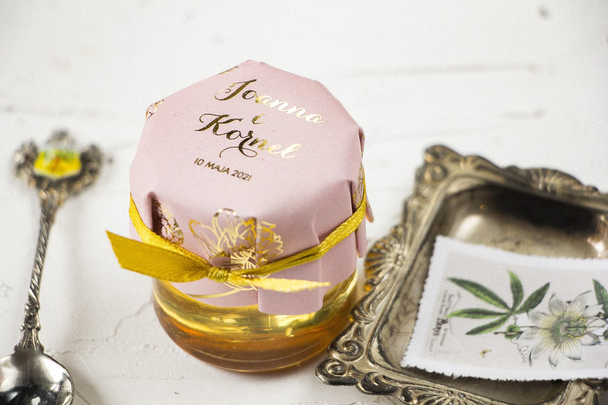 Gold-Foiled Wedding Honey Design No. 4 – Sweet Pink Peony Favours