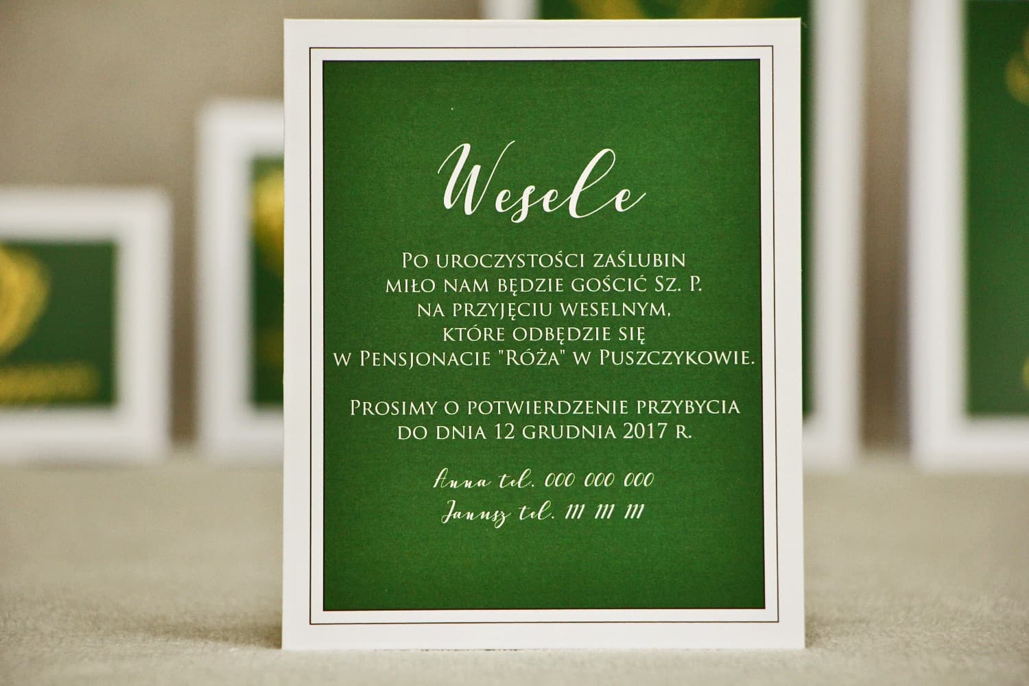 Elegant Bottle Green Wedding Invitation Guest Info Card | Money Poem Card | Sonata No. 7