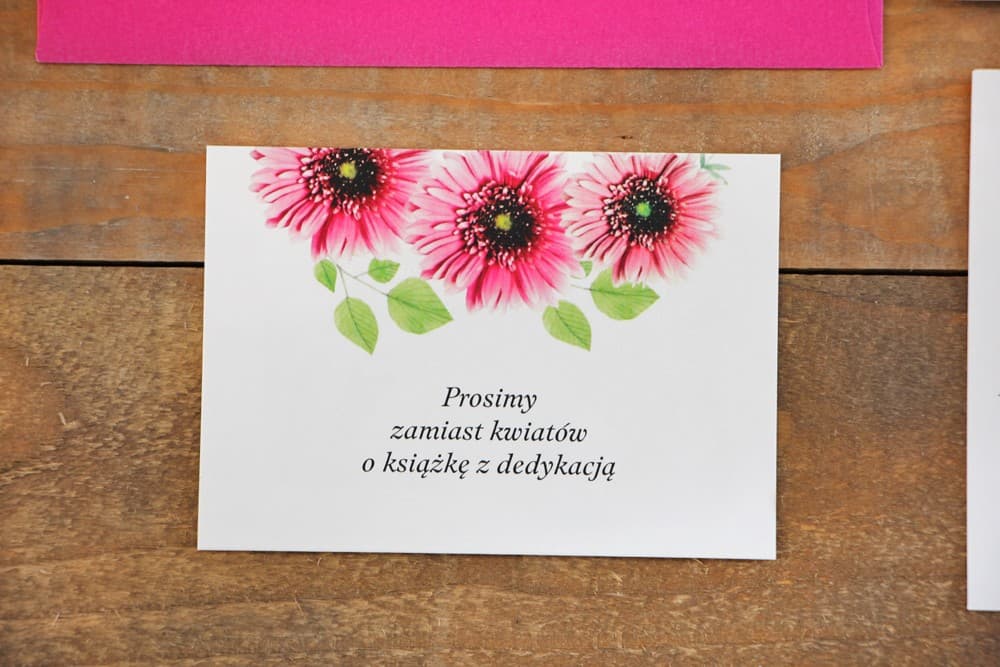 Pink Gerbera Wedding Guest Info Cards, Watercolor Invitation Inserts | Wishing Well & Gift Poem Cards | Watercolor No. 20