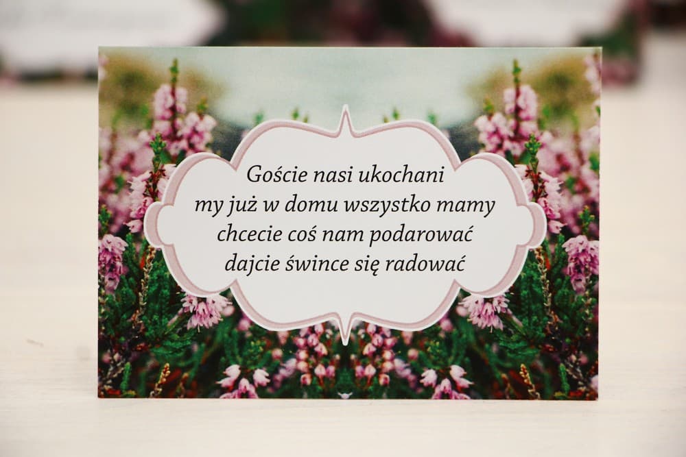 Heather Wedding Invitation Insert, Money Poem Card | Felicja No. 1