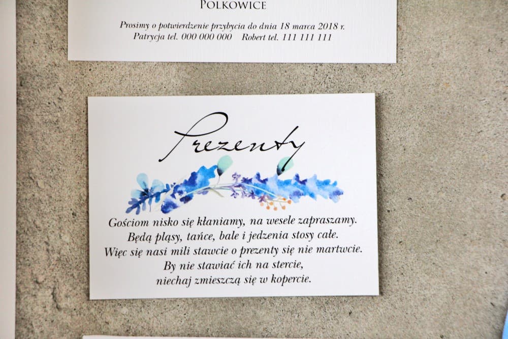 Wedding Invitation Information Card with Cornflower Wreath | Winter Invitation Inserts | Pistachio No. 7