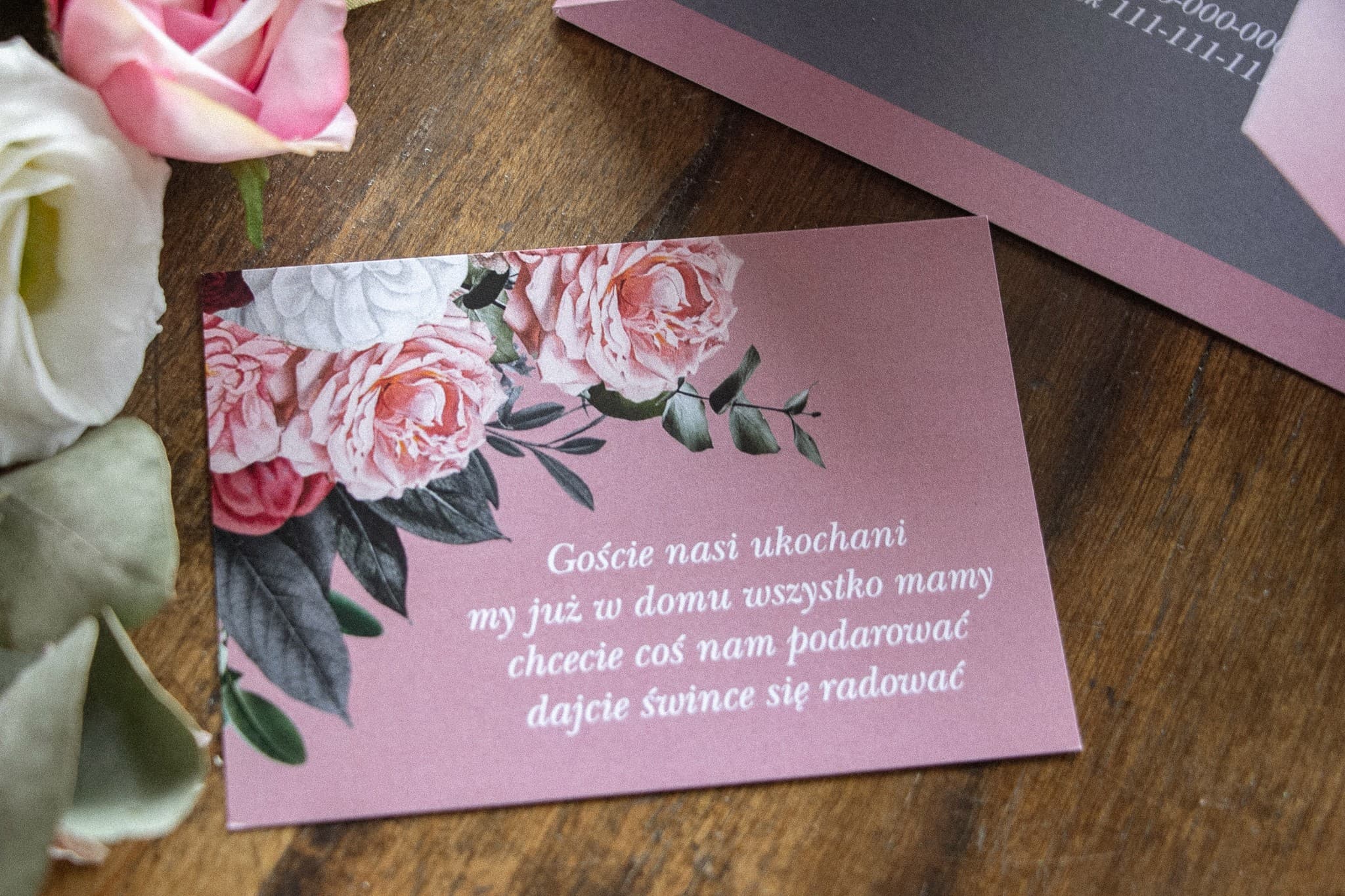 Floral Powder Pink Wedding Invitation Insert | RSVP Card, Money Poem | Ethereal No. 3