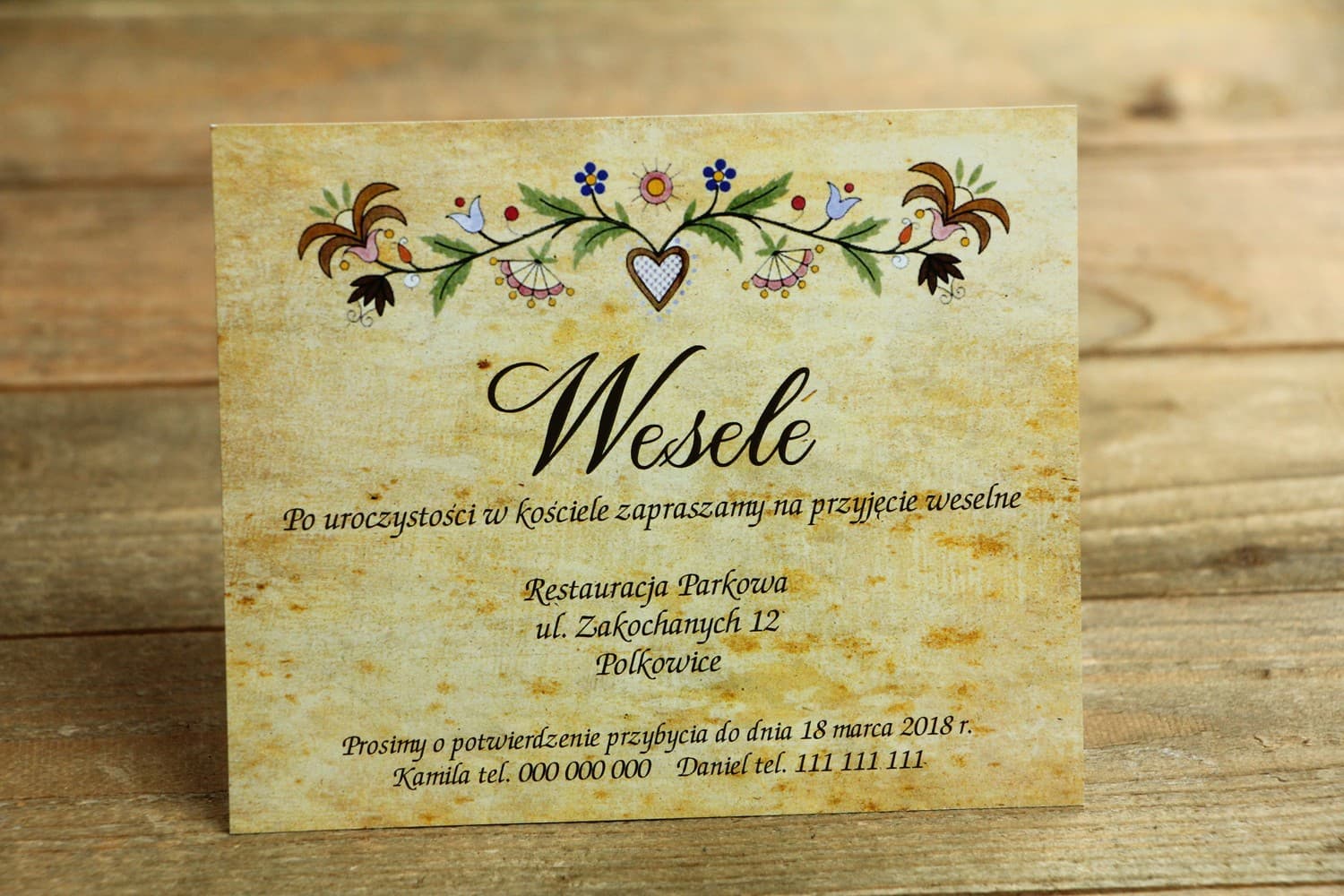 Folk Wedding Invitation Inserts, Kashubian Patterns | Wedding Stationery | Folk No. 3