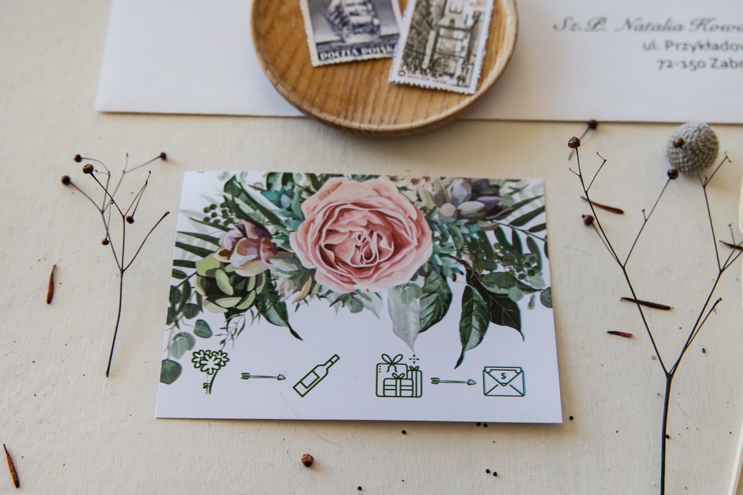 Peony Invitation Insert, Personalized Information Card | Wedding Invitation Note Cards | Korani No. 11