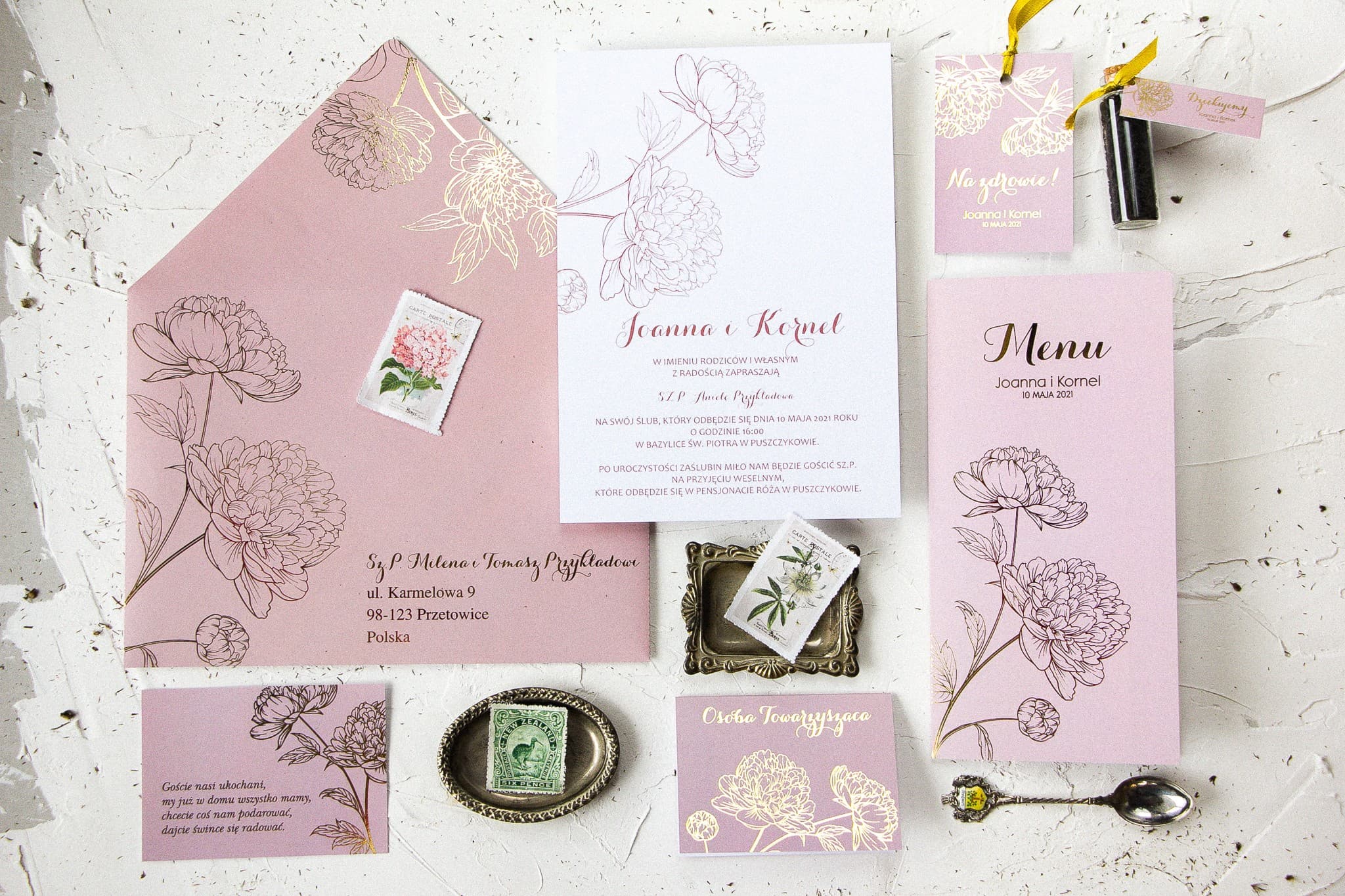 Peony Wedding Invitation Sample | Experience Quality | Floral Invites | Design 4