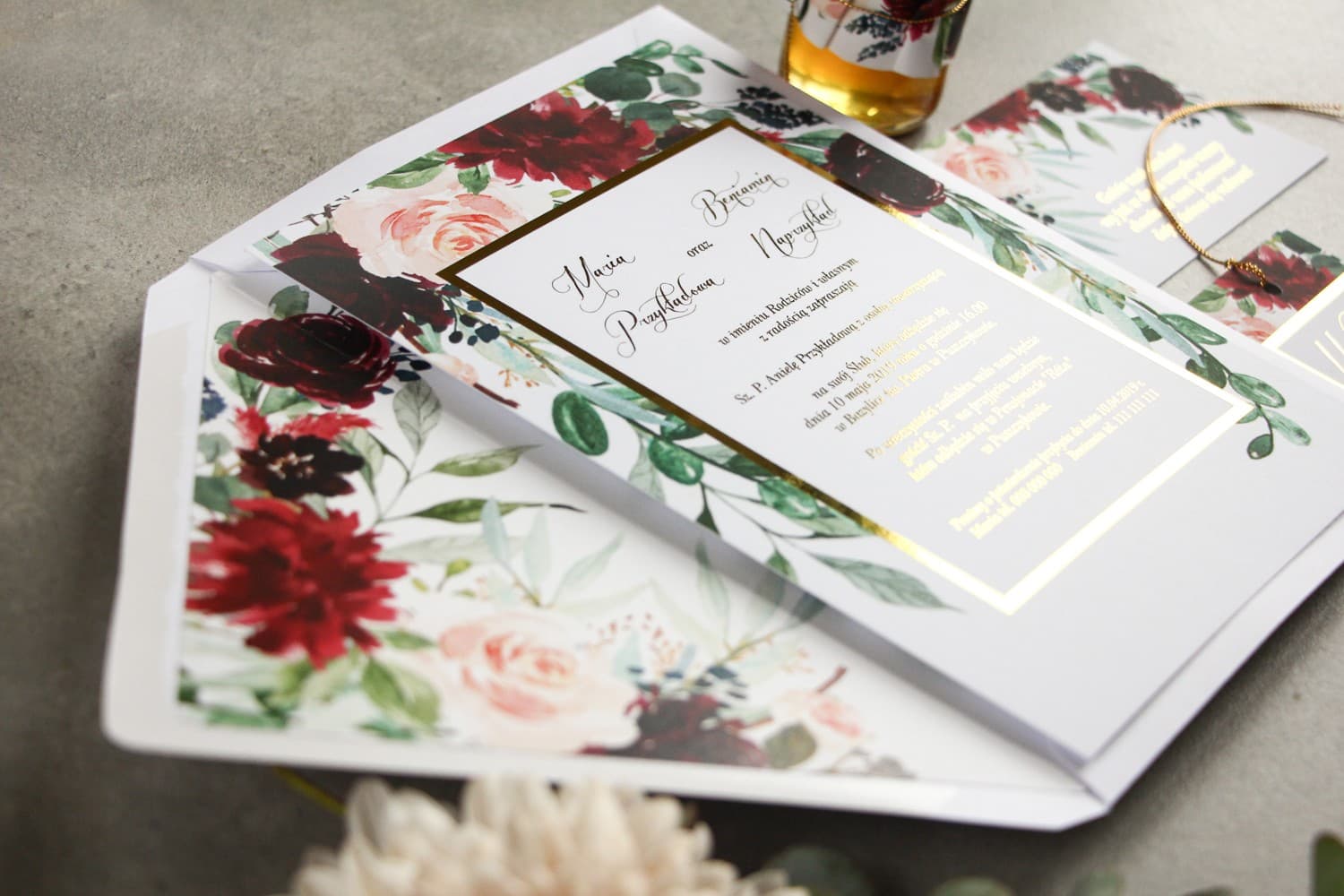 Glamour Peony Wedding Invitation Sample | Experience the Quality | Flores No. 2