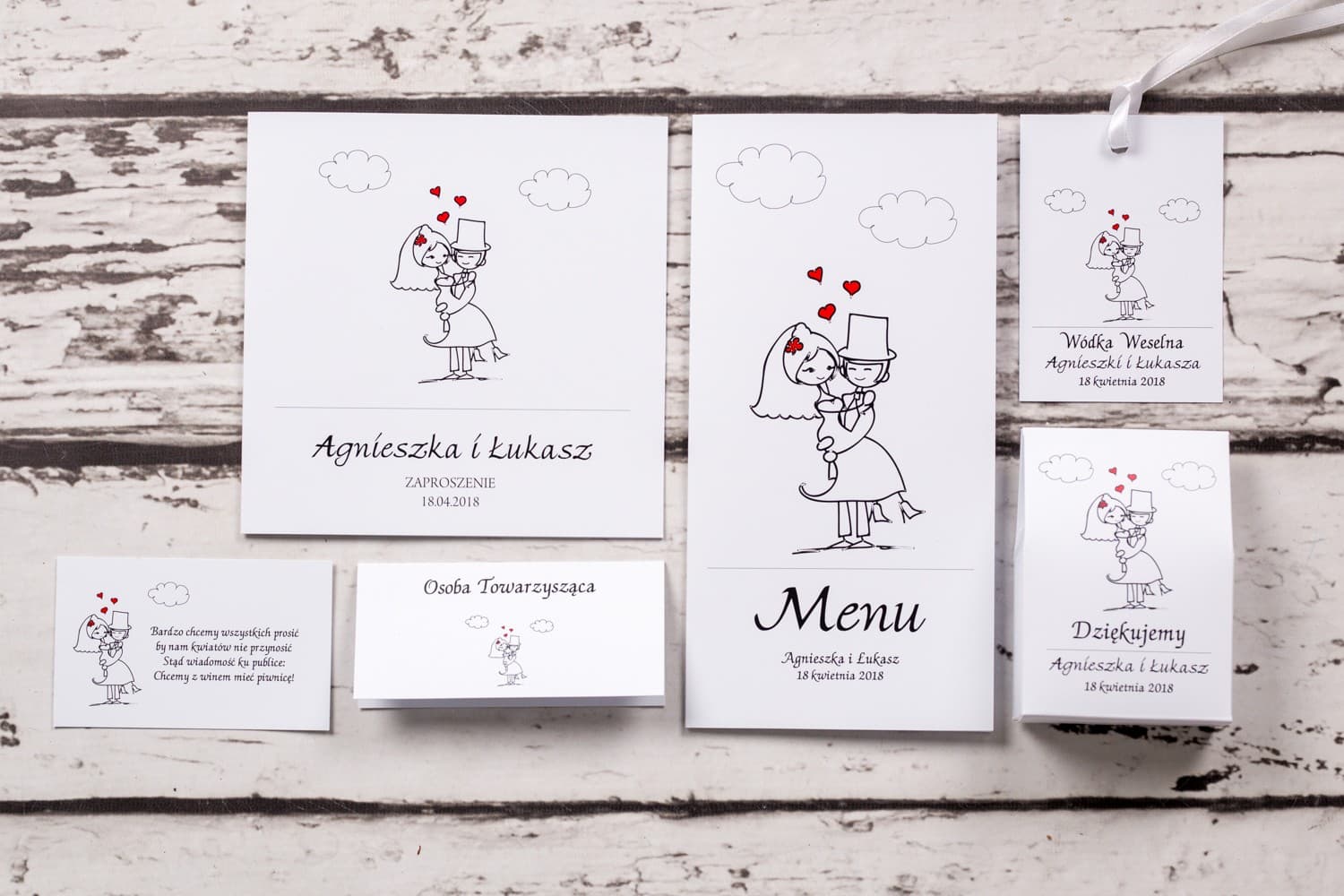 Humorous Wedding Invitation Samples, Set with Voucher | Cheerful Wedding Stationery | Bueno Design 8 Samples