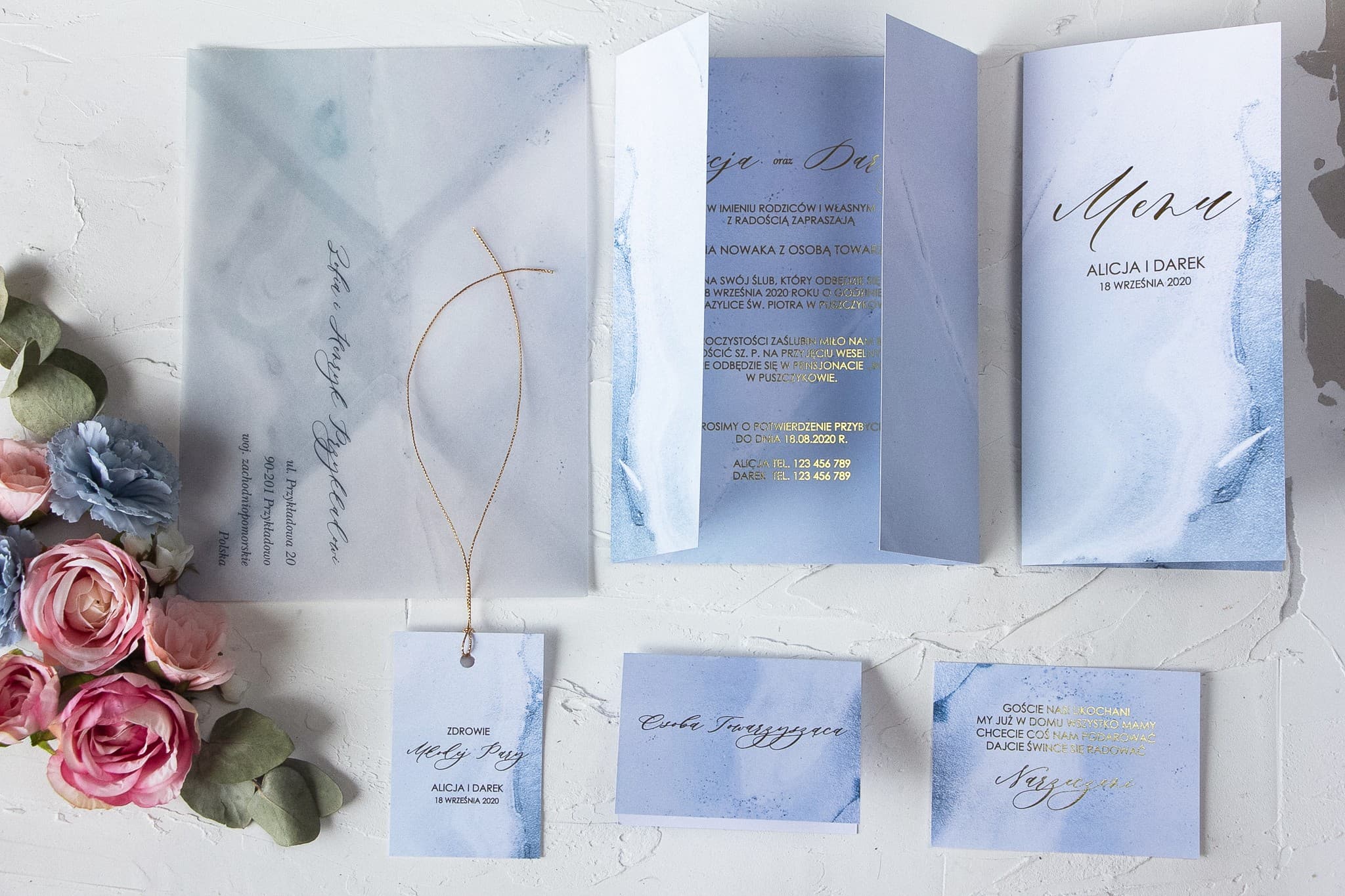 Blue Glamour Marble Wedding Invitation Samples - Marble No. 3