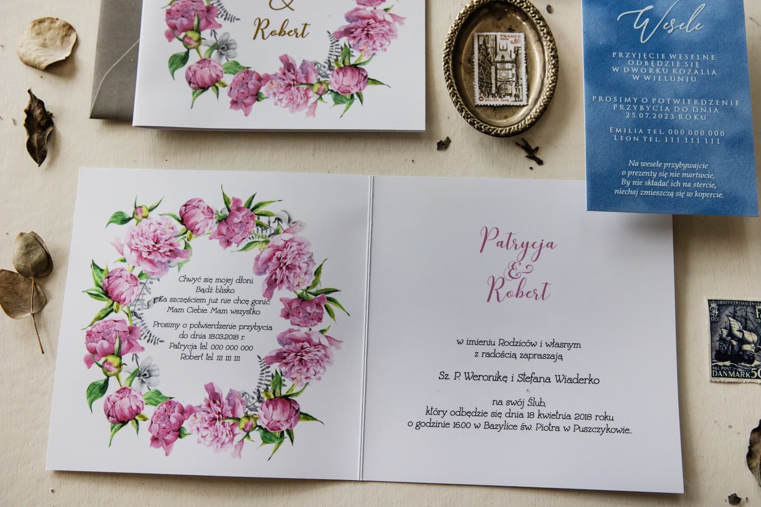 Cykade No. 10 Wedding Invitation – Gold Foiled Peony and Fern - 5