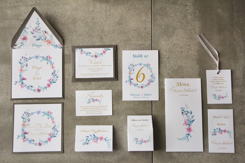 Wedding Invitations Cykade No. 8 – Gold Foiling and Pastel Violets