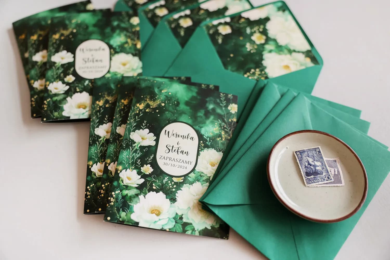 Impresja Collection Wedding Invitation No. 14 – Sage Green & Flowers - 2