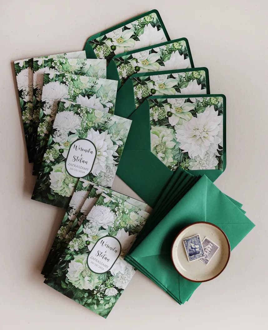 Impresja Collection Wedding Invitation No. 15 – Sage Green & White Roses