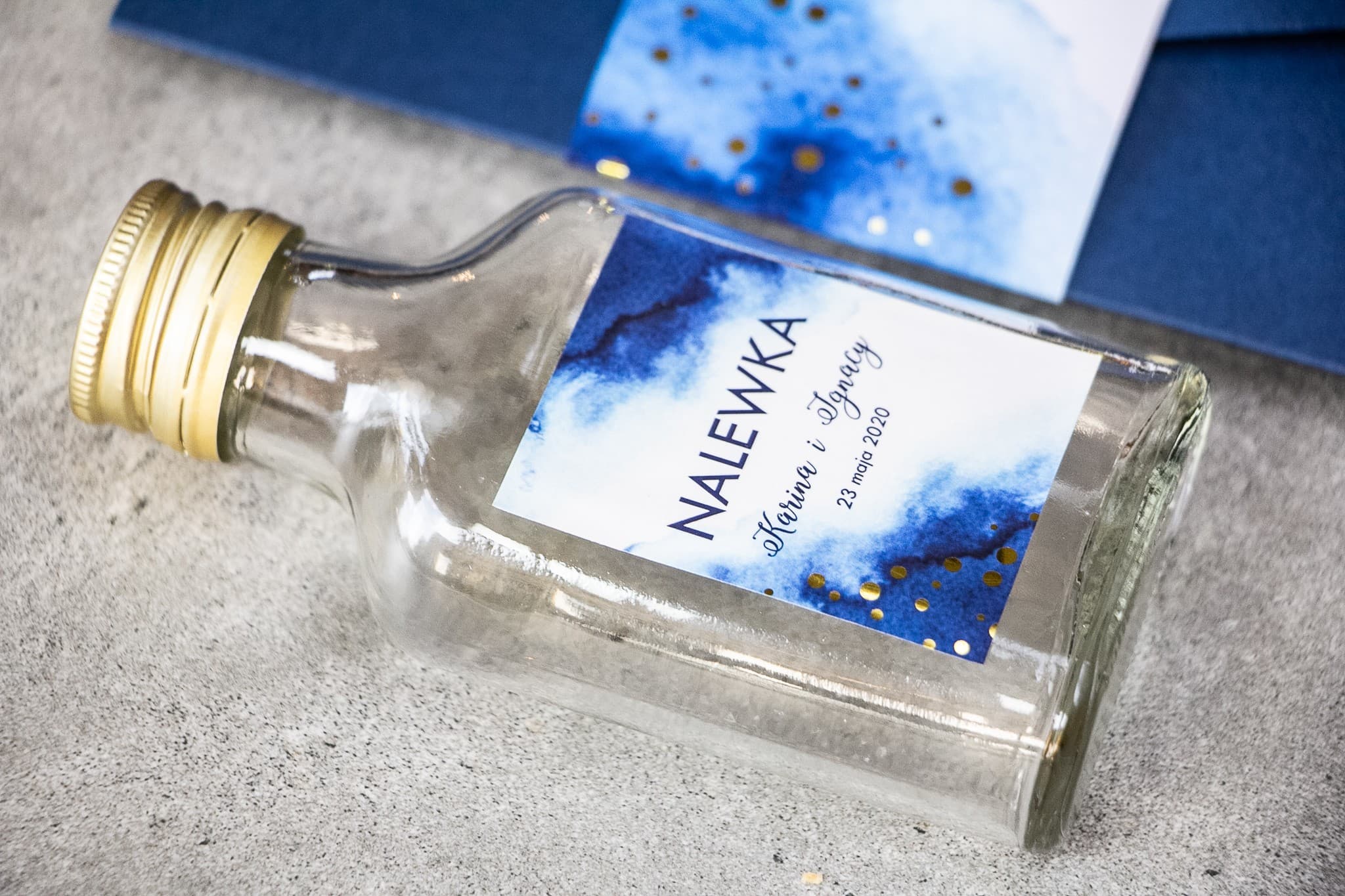 Elegant Navy & Gold Wedding Liqueur Bottles | Wedding Favours | Bakarto No. 1 - 2
