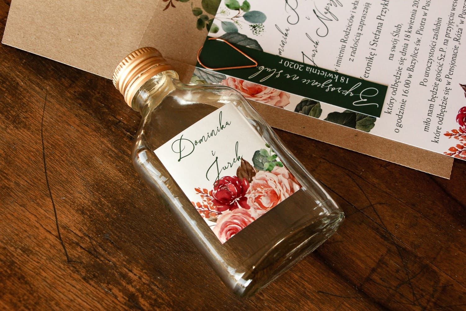 Pink Floral Wedding Liqueur Bottles | Personalized Favours & Gifts | Delize No. 3 - 3