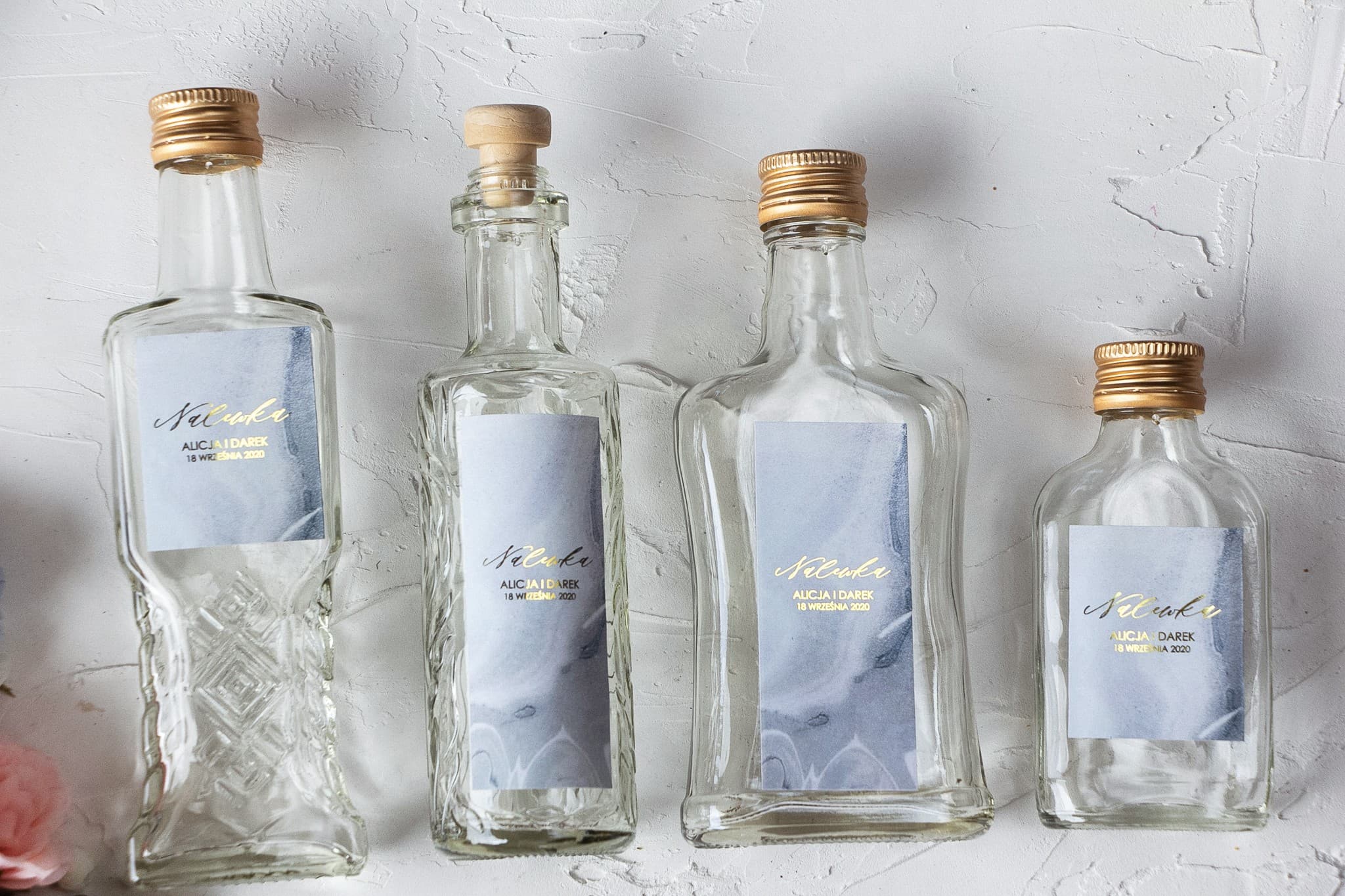 Wedding Liqueur Bottles. Blue Marble & Gold Wedding Favours | Marble No. 3 - 2