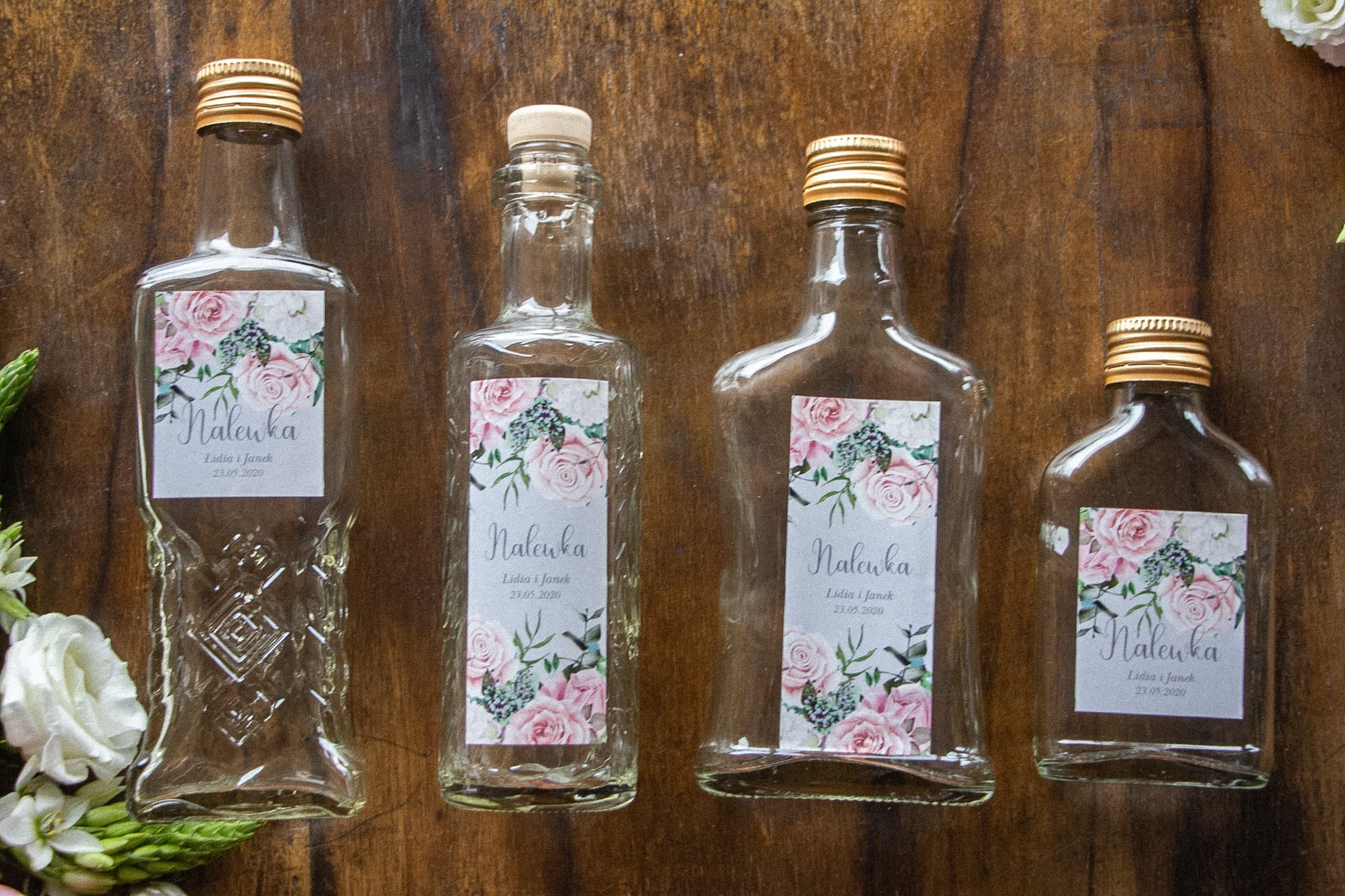 Wedding Liquor Bottles with Rose Label | Personalized Wedding Favours | Eteryczne No. 5 - 2