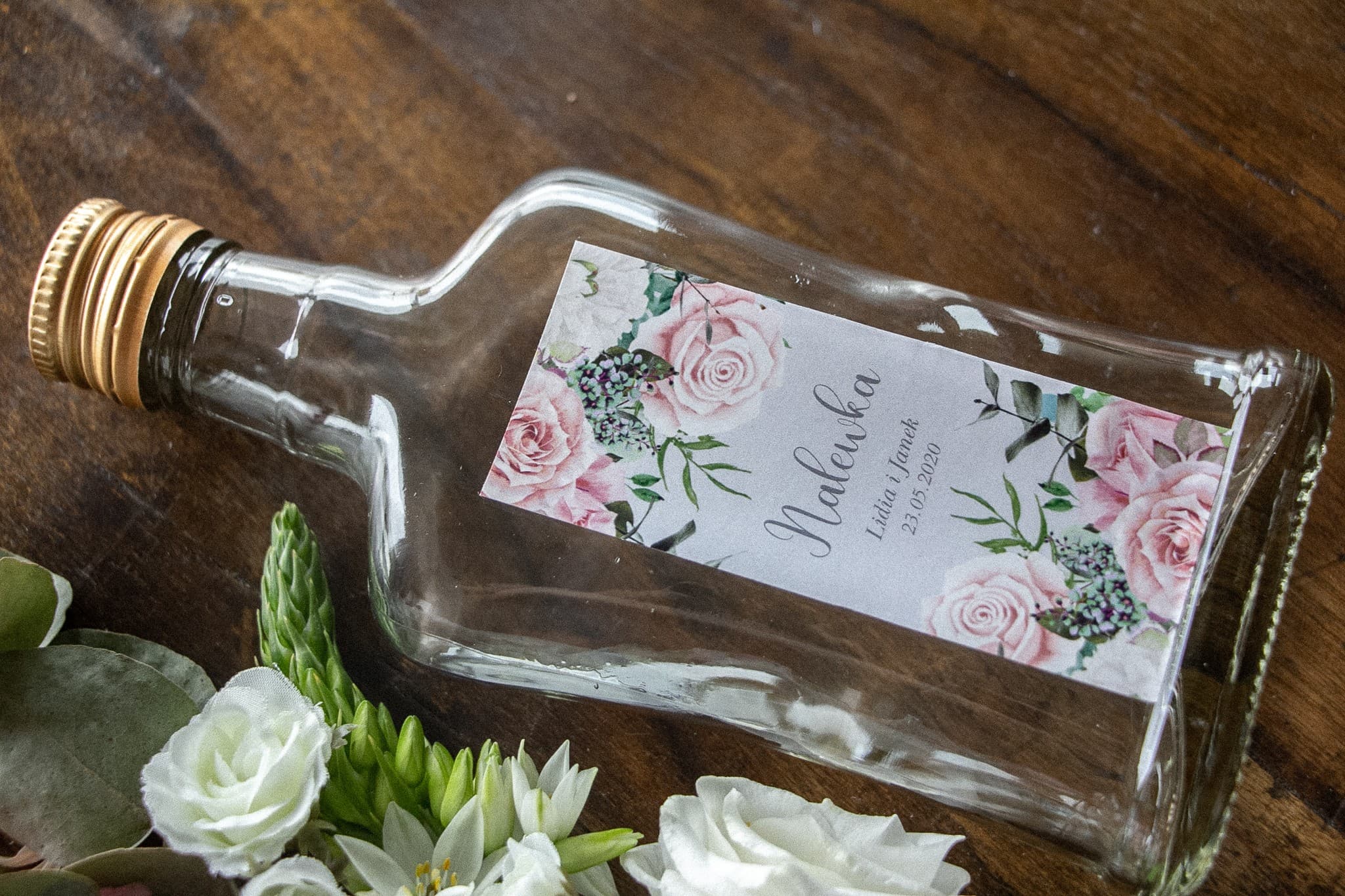 Wedding Liquor Bottles with Rose Label | Personalized Wedding Favours | Eteryczne No. 5 - 3