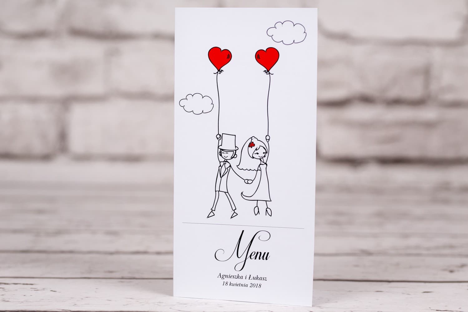 Playful Wedding Menu with Bride & Groom Illustration | Personalized Table Menu Card | Bueno No. 7