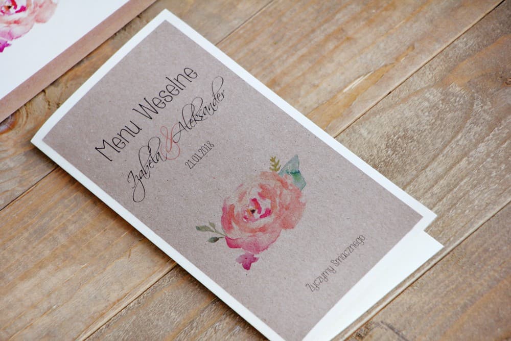 Watercolor Rose Wedding Menu, Personalized Table Menu Card | Elegant Floral Wedding Menu | Margaret No. 6