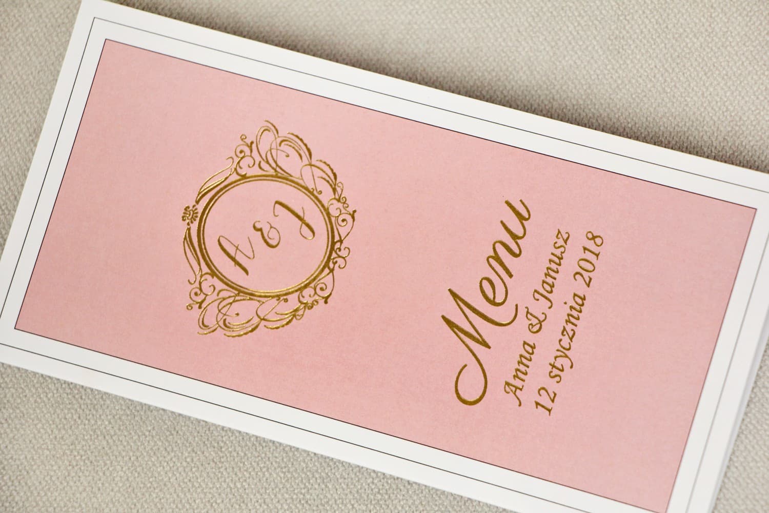 Elegant Rose Gold Gilded Wedding Menu | Glamour Menu Card with Ornaments | Sonata No. 2