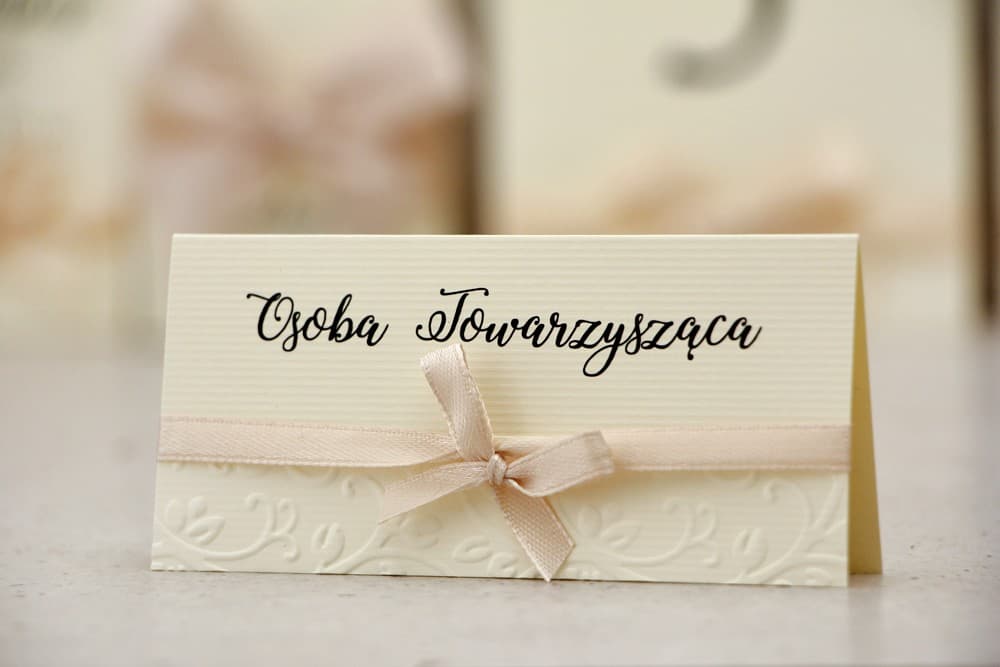 Belisa No. 5 Wedding Place Cards – Table Name Cards with Ribbon and Embossing
