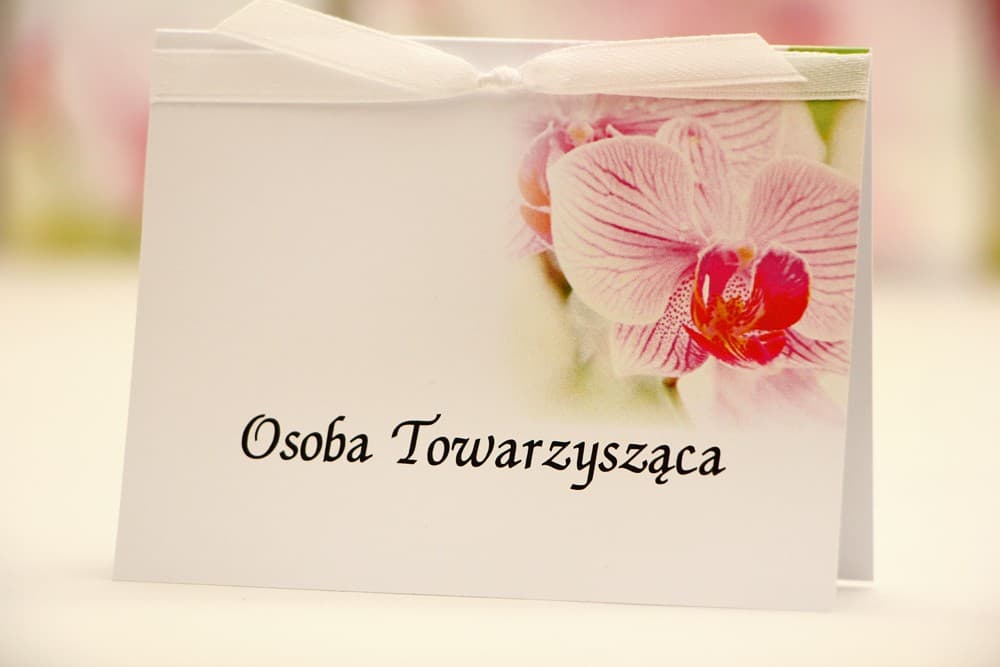 Wedding Place Cards Elegant No. 13 – Table Name Cards with Pink Orchid Motif