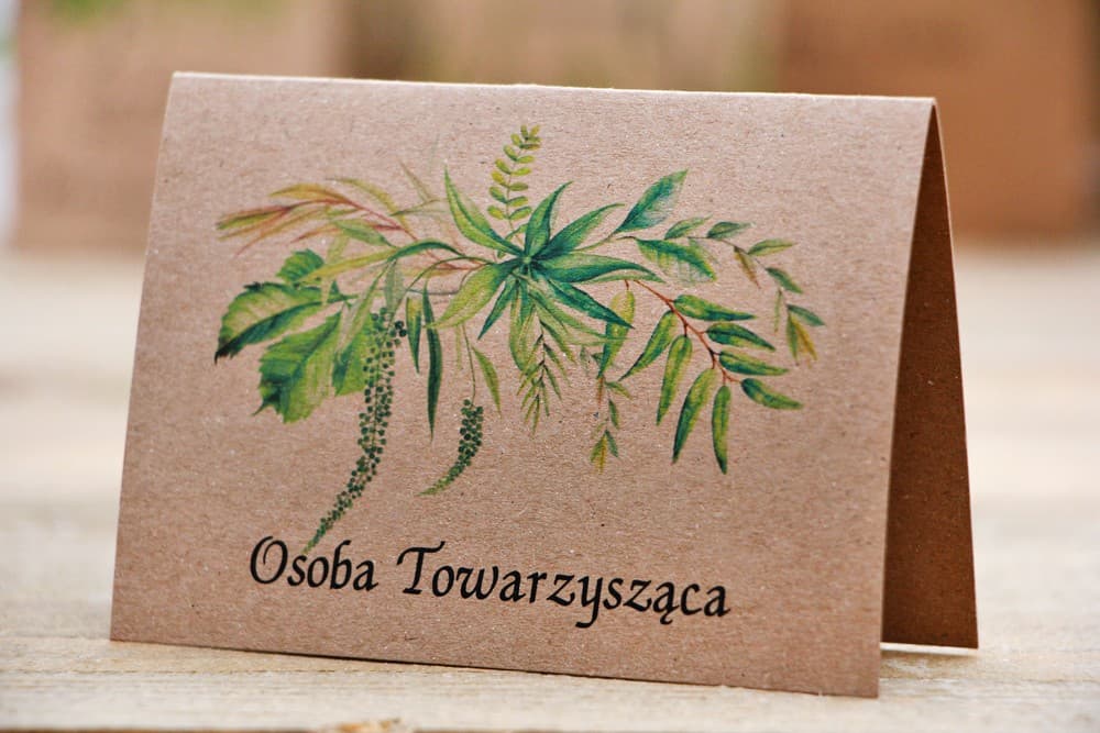 Forest Fruits No. 2 Wedding Place Cards – Eco-Friendly Cards with Grass and Leaf Motif
