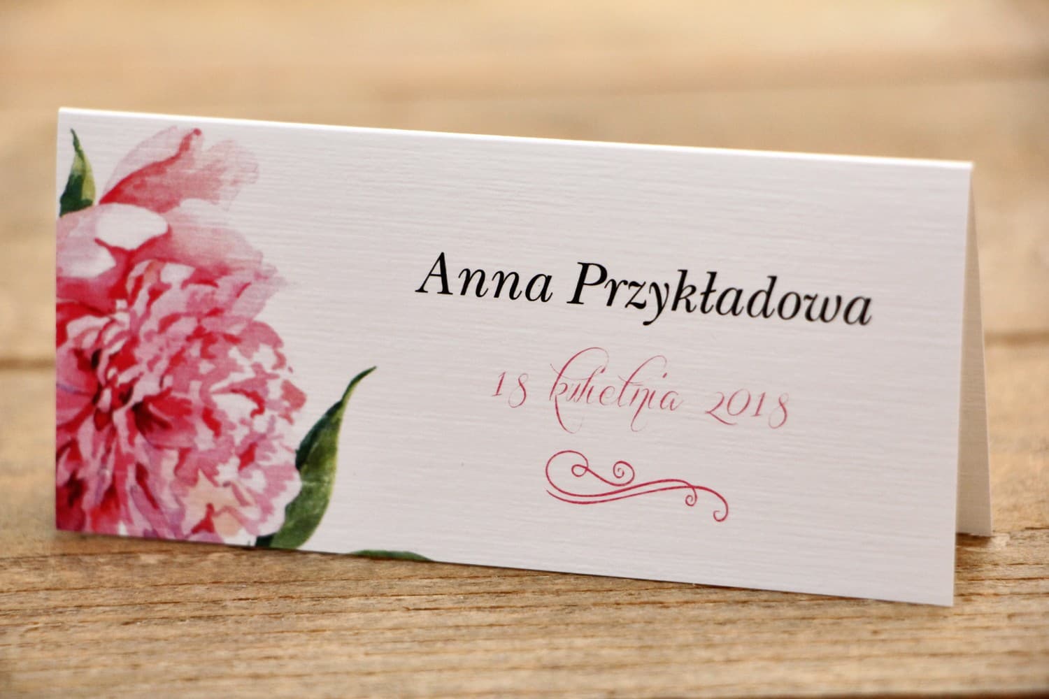Painted Flowers No. 15 Wedding Place Cards – Table Name Cards with Amaranth Peonies