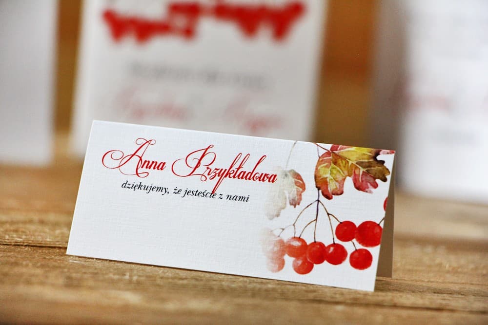 Watercolor No. 12 Wedding Place Cards – Autumn Rowan Berry Table Stationery