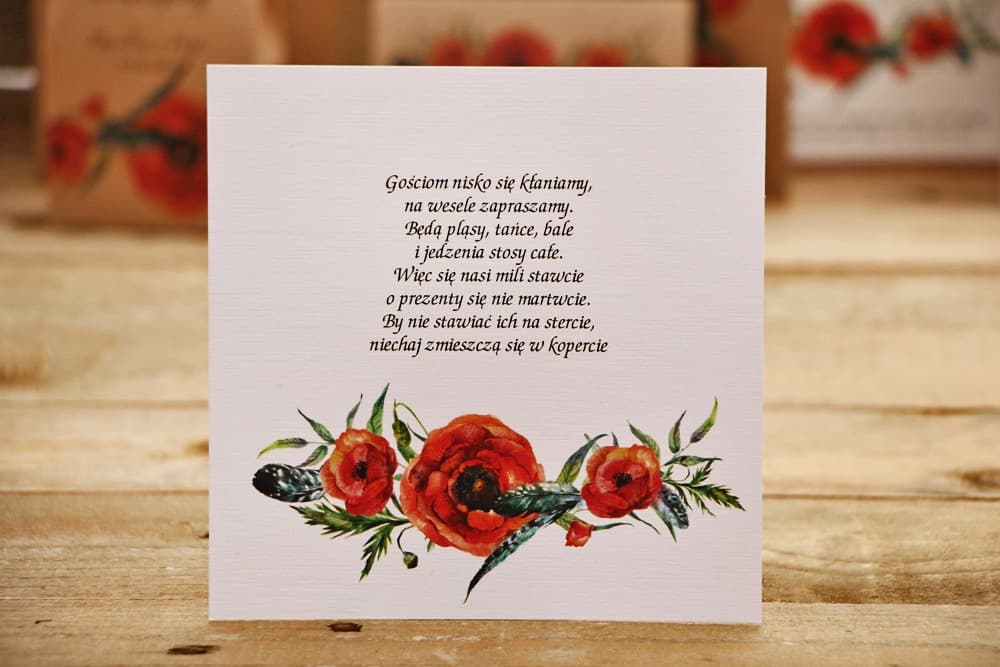 Money Poem Card or RSVP Card with Wild Poppies | Wedding Invitation Insert | Forest Fruits No. 6