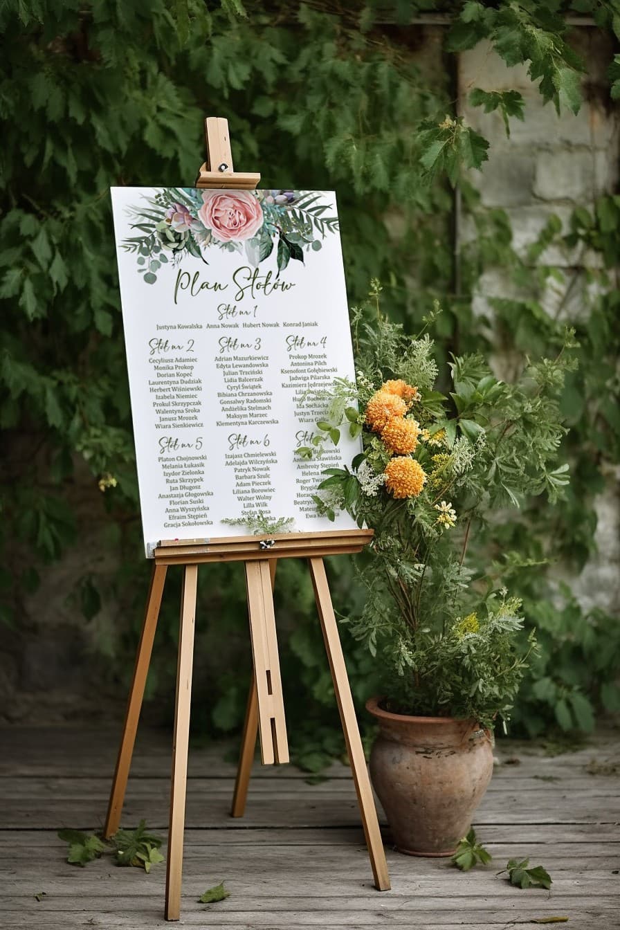 Elegant Seating Chart with Peonies, Guest Seating Board | Floral Wedding Seating Plan | Korani No. 11