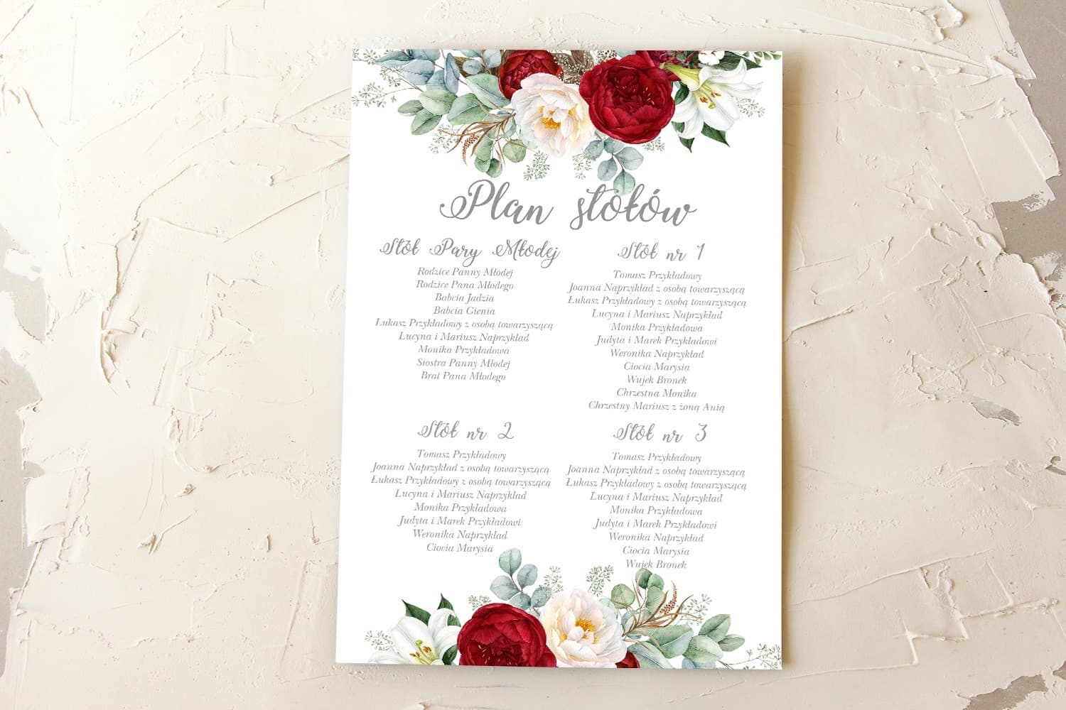 Burgundy and Pink Peony Wedding Seating Plan | Elegant Guest Seating Chart | Pastel Design 5