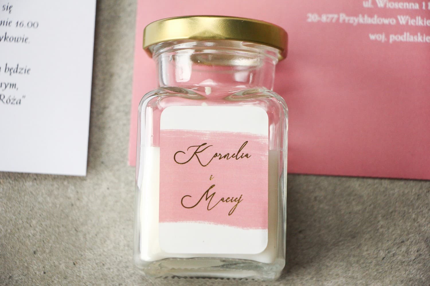 Verte No. 2 Soy Candle – Pink Watercolor Wedding Favour