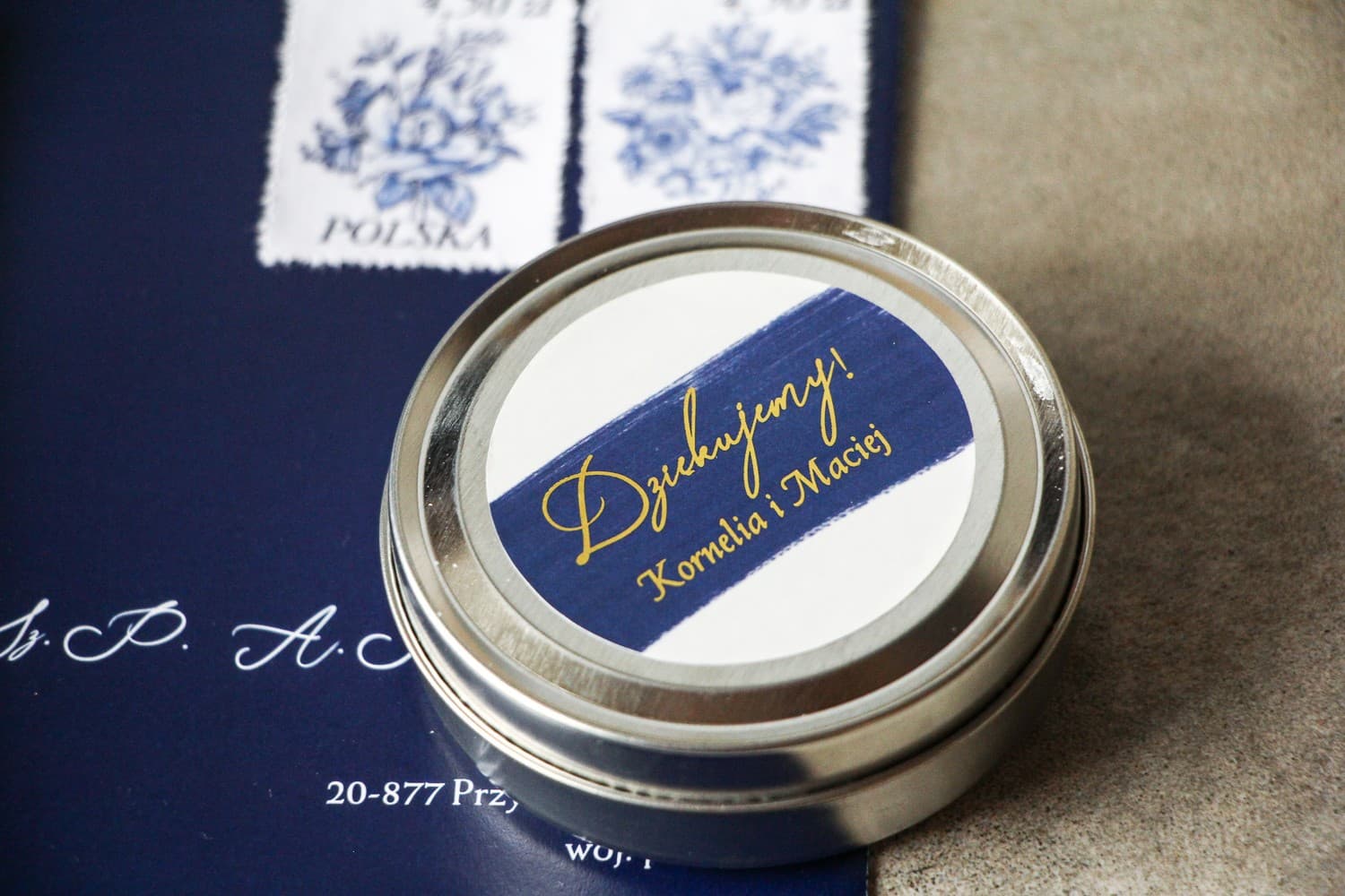 Verte No. 3 Soy Candle – Navy Watercolor Wedding Favour