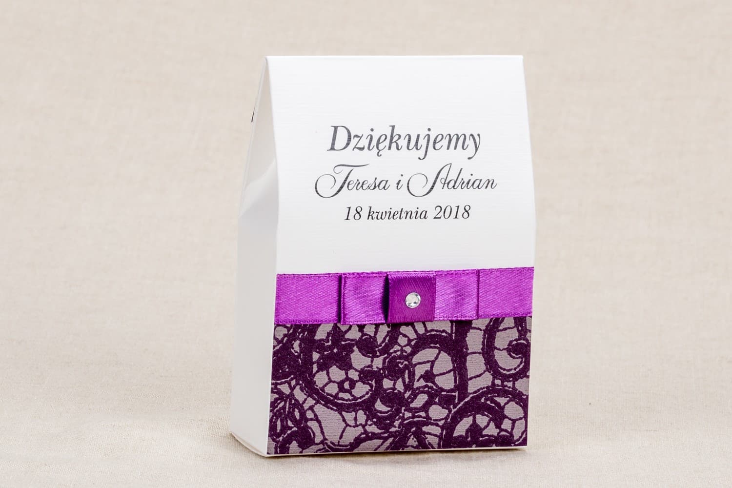 Purple Lace Favour Boxes with Sweets | Wedding Guest Favours | Klaris No. 3