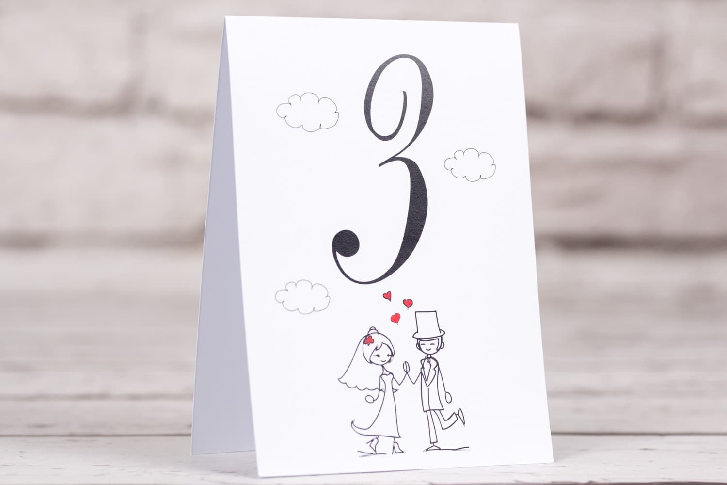 Funny Wedding Table Numbers with Cartoon Bride and Groom | Standing Table Markers | Bueno No. 2