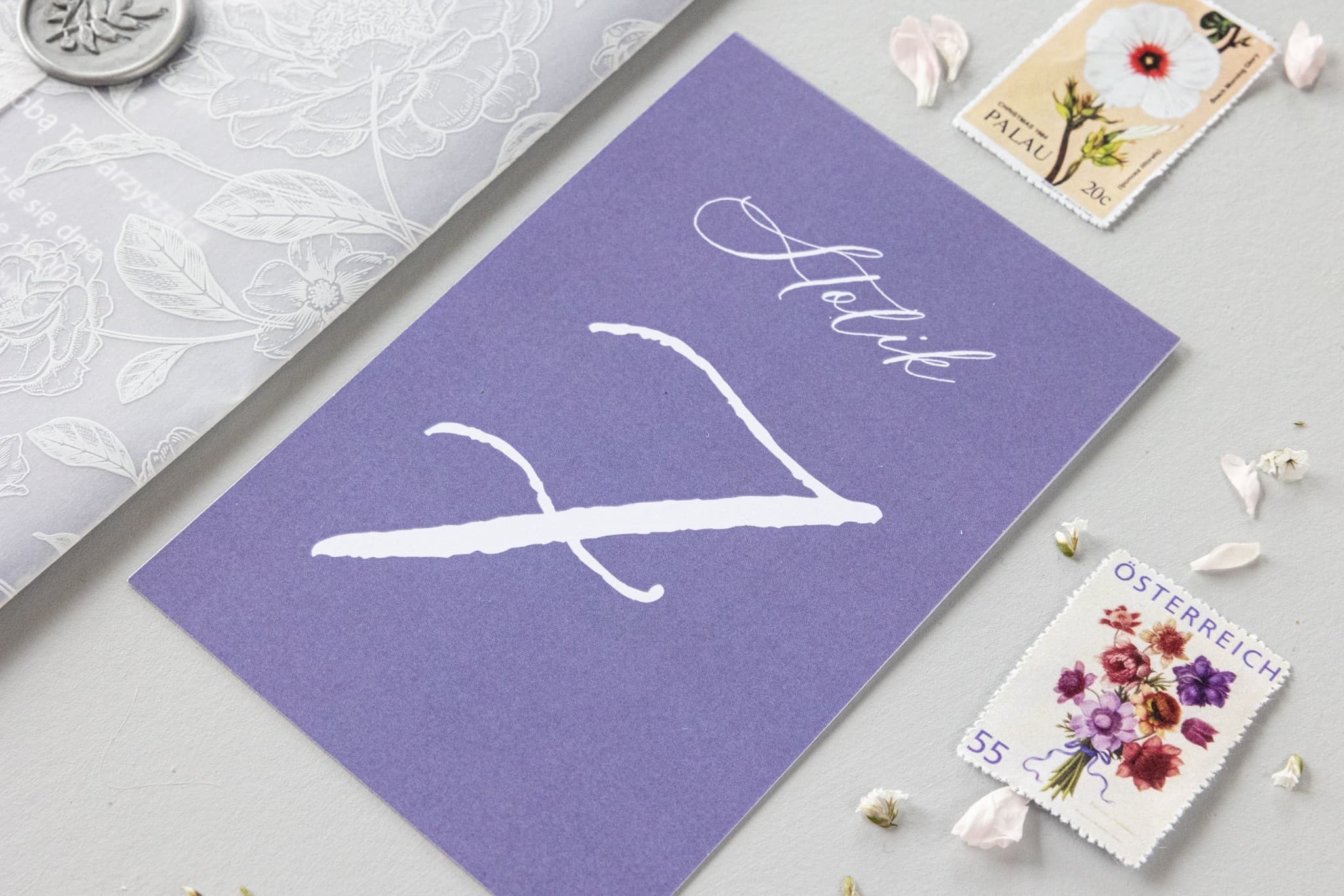 Elegant Lavender Motif Table Numbers | Standing Wedding Table Cards, Table Numbering | Nefryt Design 3