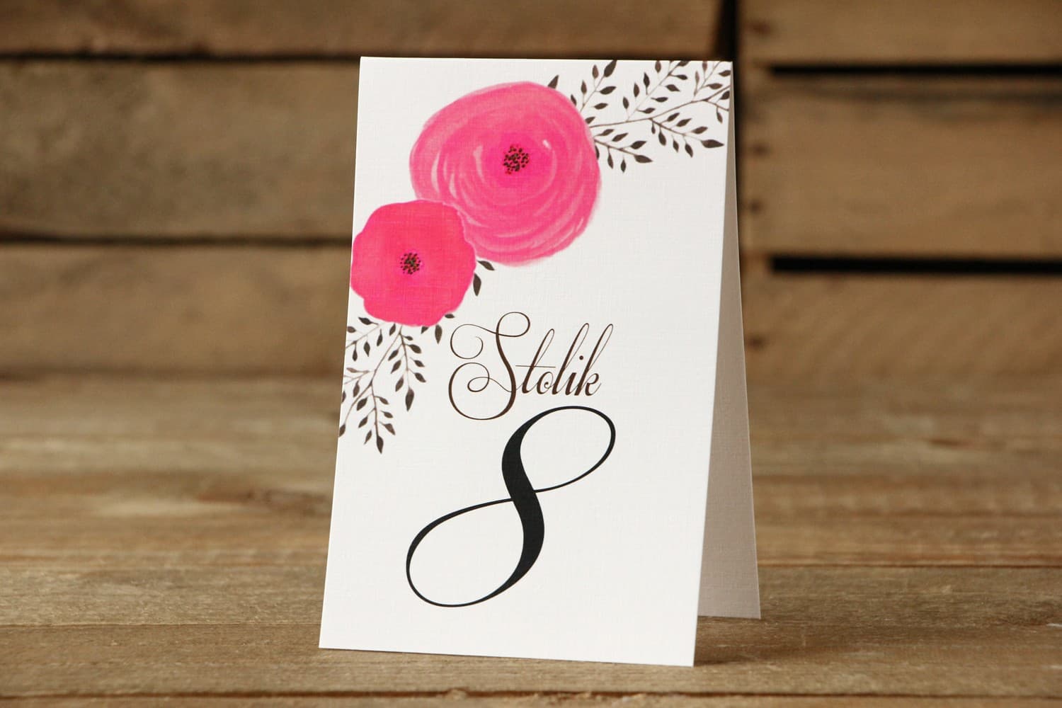 Standing Wedding Table Numbers Amaranth Flowers | Table Numeration | Painted Flowers No. 19