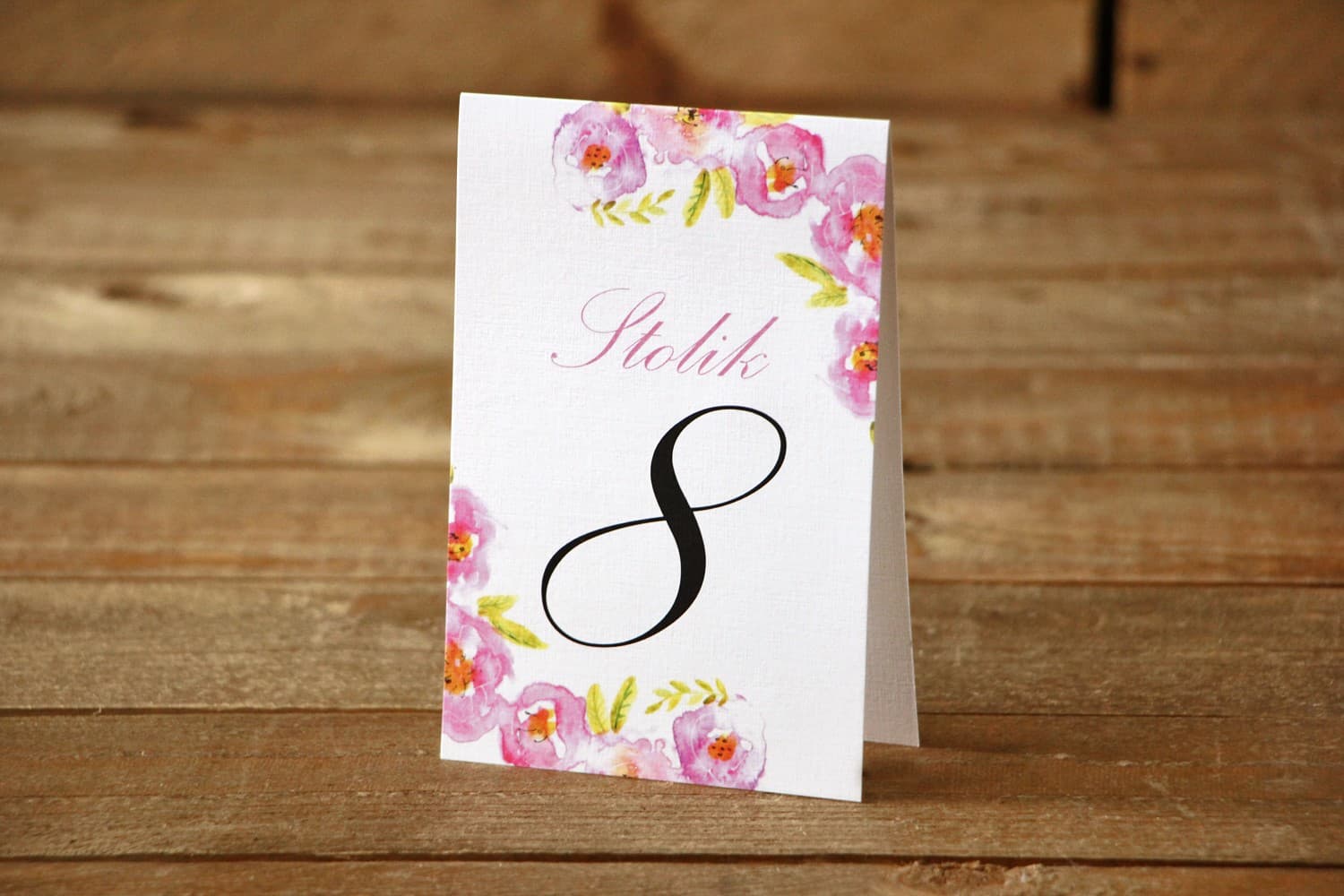 Watercolor Wedding Table Numbers with Flowers, Free-standing Table Cards | Painted Flowers No. 20