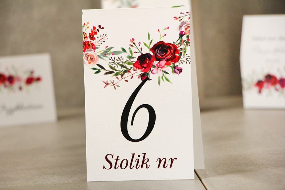Wedding Table Numbers, Burgundy Roses, Folded Linen Paper | Wedding Table Signs | Pistachio No. 18