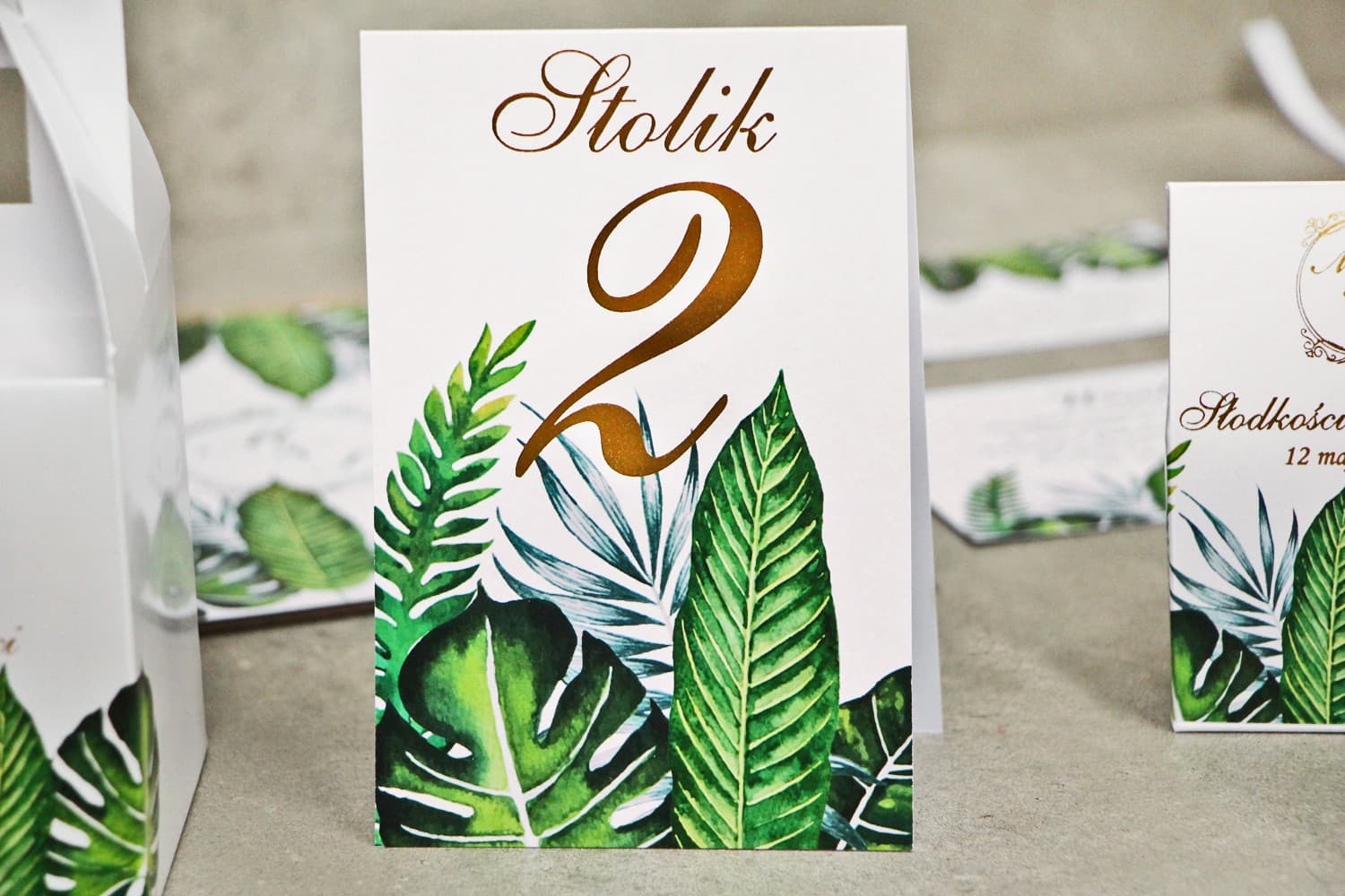 Gilded Tropical Leaves Wedding Table Numbers | Elegant Greenery Table Numbering | Sorento No. 12