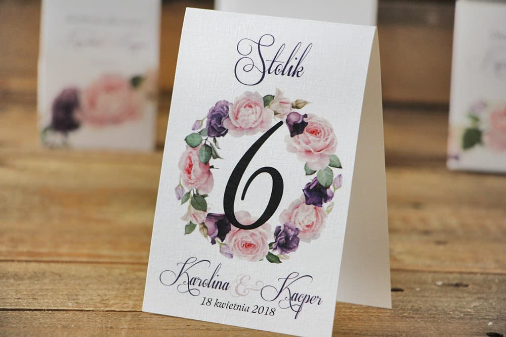 Floral Watercolour Wedding Table Numbers Dusty Pink & Purple | Wedding Table Signage | Watercolours No. 16