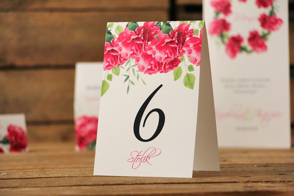 Pink Carnation Watercolour Wedding Table Numbers, Freestanding Table Stationery | Wedding Table Numbering | Watercolours No. 18