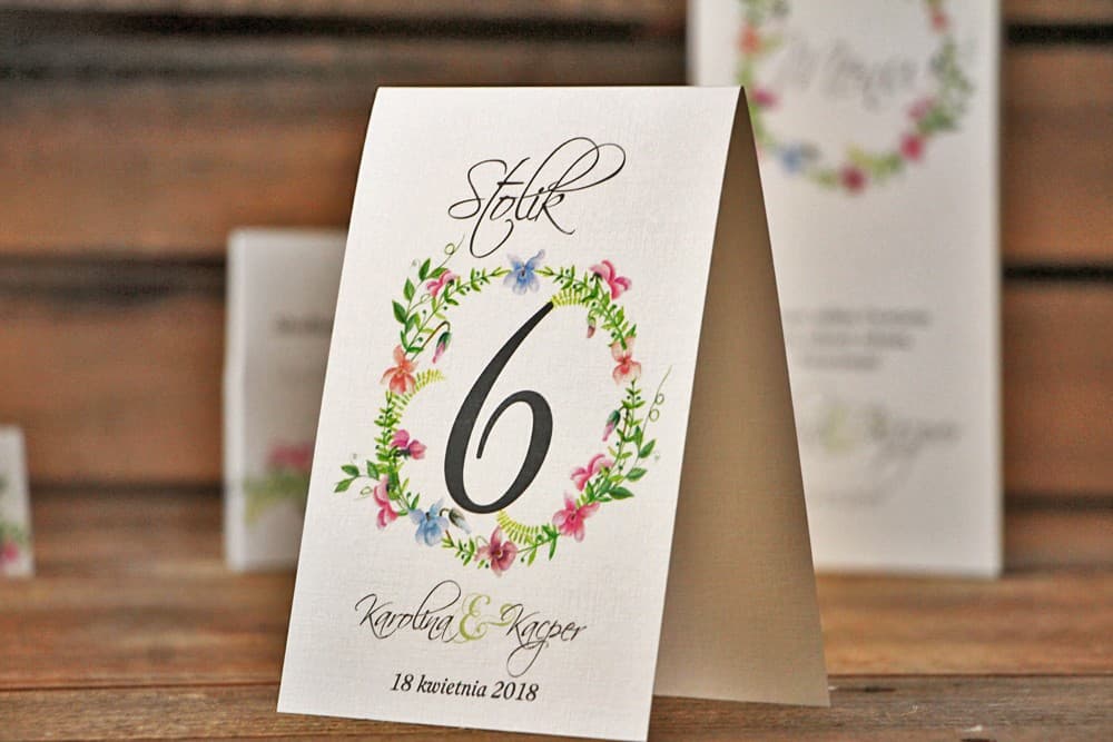 Watercolour Wedding Table Numbers with Pink and Blue Violets | Standing Table Cards | Watercolours No. 4