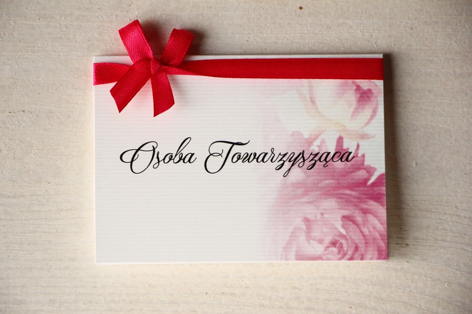Wedding Place Cards Magnet No. 16 – Pink Peony Table Cards with Ribbon
