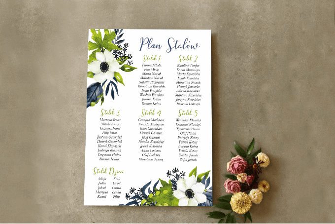 Anemone and Pomegranate Seating Chart | Wedding Table Plan, Guest Seating | Cykade No. 3