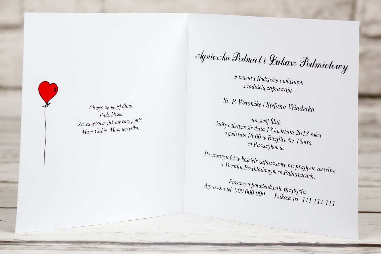 Wnętrze zaproszenia ślubnego z humorem Bueno nr 9 tekst własny Amelia Wedding