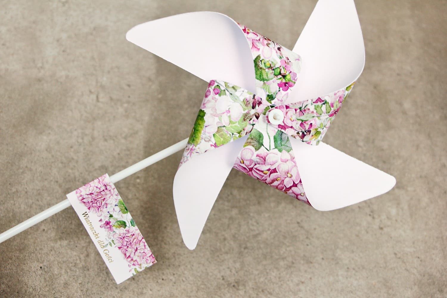 Windräder mit rosa Hortensie, Gastgeschenke | Originelle Hochzeitsideen | Sorento Nr. 6