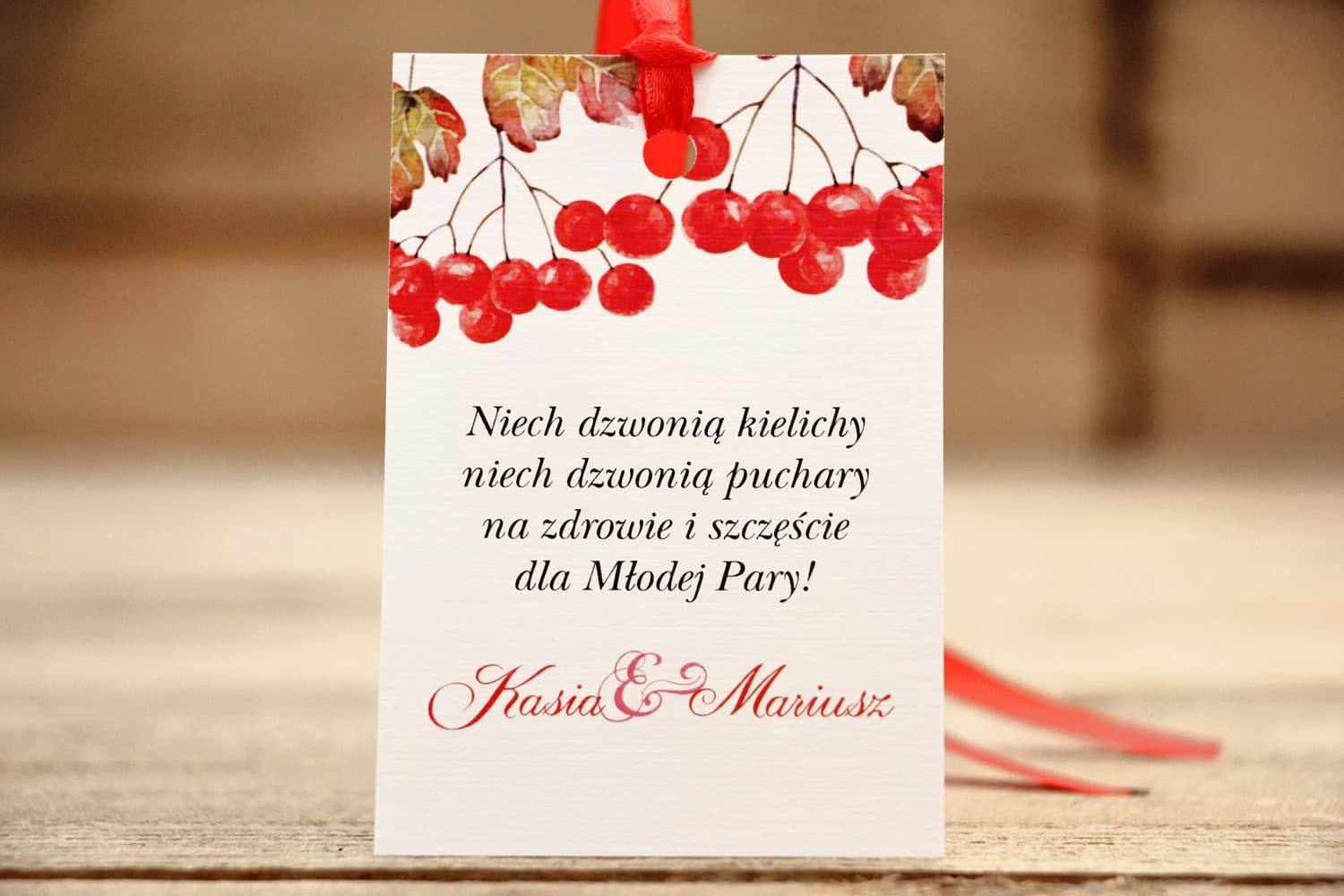 Zawieszki na Alkohol Jarzębina Akwarela | Jesienne Zawieszki na Wódkę Weselną | Malowane Kwiaty nr 16