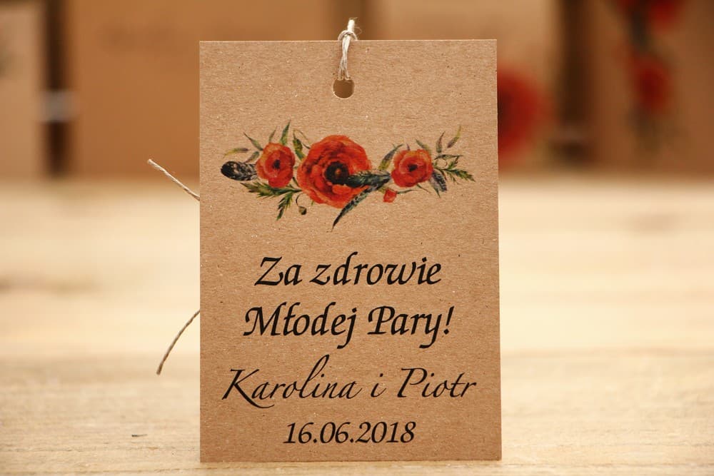 Rustykalne Zawieszki na Alkohol z Motywem Leśnym, Eko Papier | Zawieszki na Wódkę Weselną, Przywieszki na Butelki | Owoce Leśne